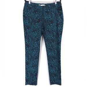 PER SE Floral Patterned Black Green Cotton Blend Pant Slacks Size 12‎